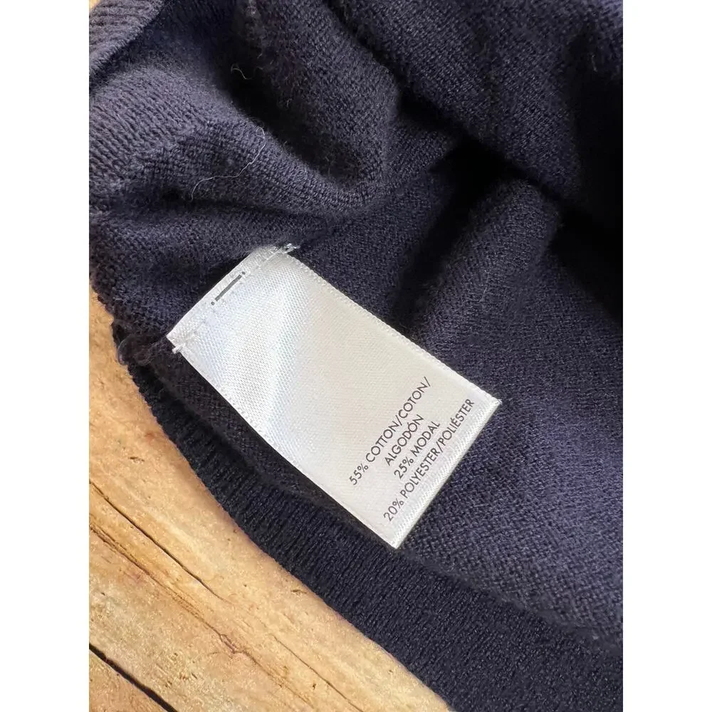 Ann Taylor Navy Blue Long Sleeve Button Front Cardigan Cotton Blend Size Medium - Picture 8 of 9